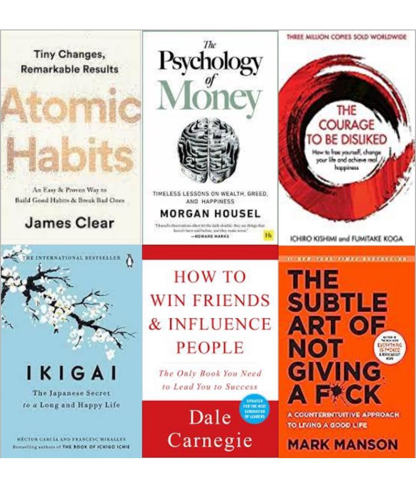     			Atomic Habits + Psychology of Money + Ikigai + How To  Win Friends Influence People + The Courage To Be Disliked + The Subtle Art