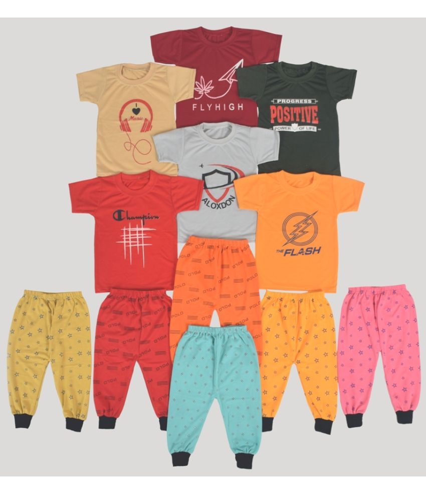     			DIAMOND EXPORTER Multicolor Cotton Blend Boys T-Shirt & Trackpants ( Pack of 6 )