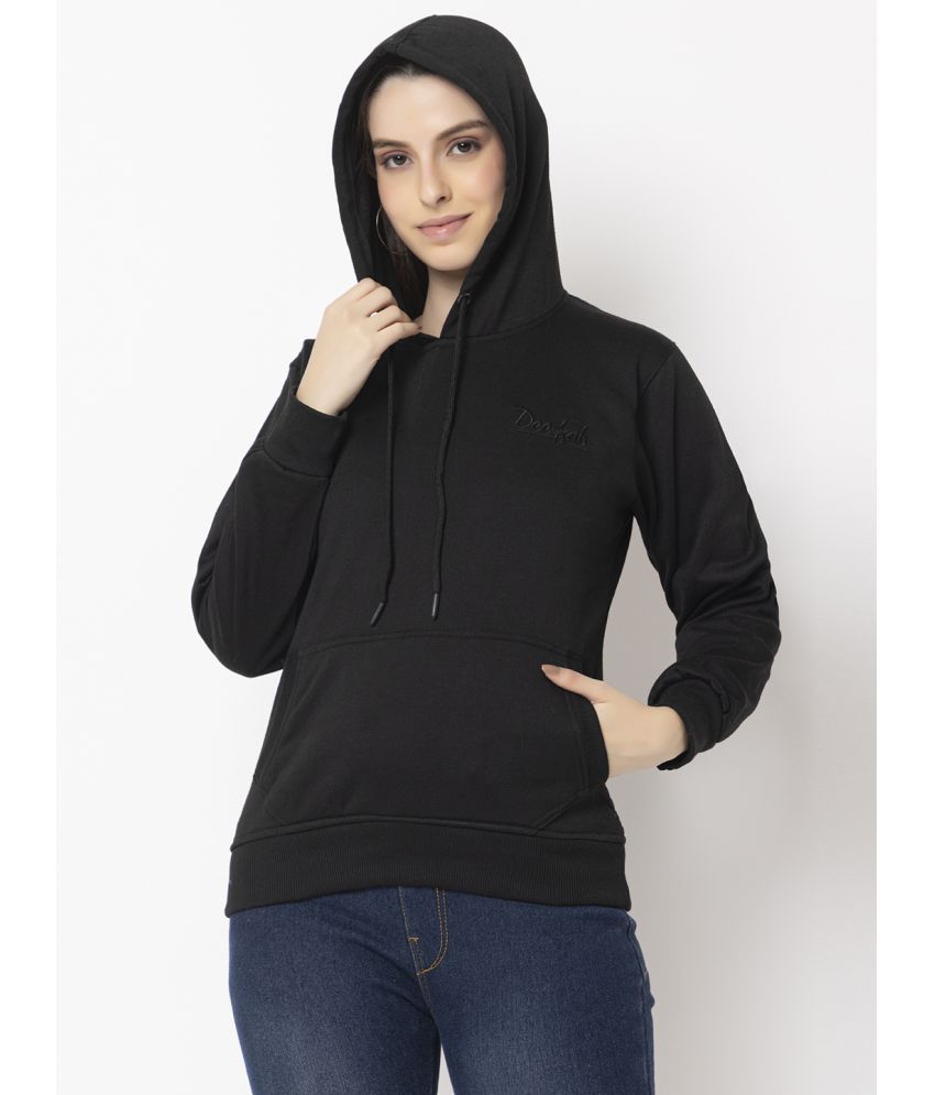     			DeeFab Fleece Women's Hooded Sweatshirt ( Black )