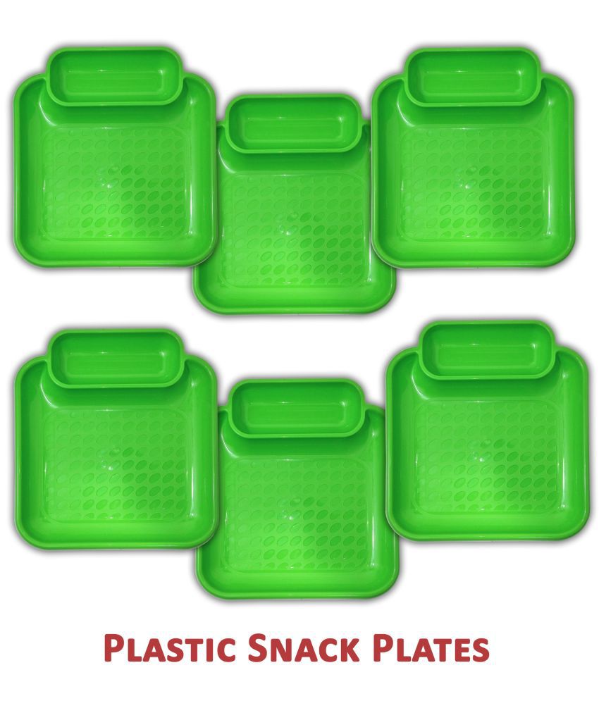    			Inpro 6 Pcs Plastic Light Green Quarter Plate
