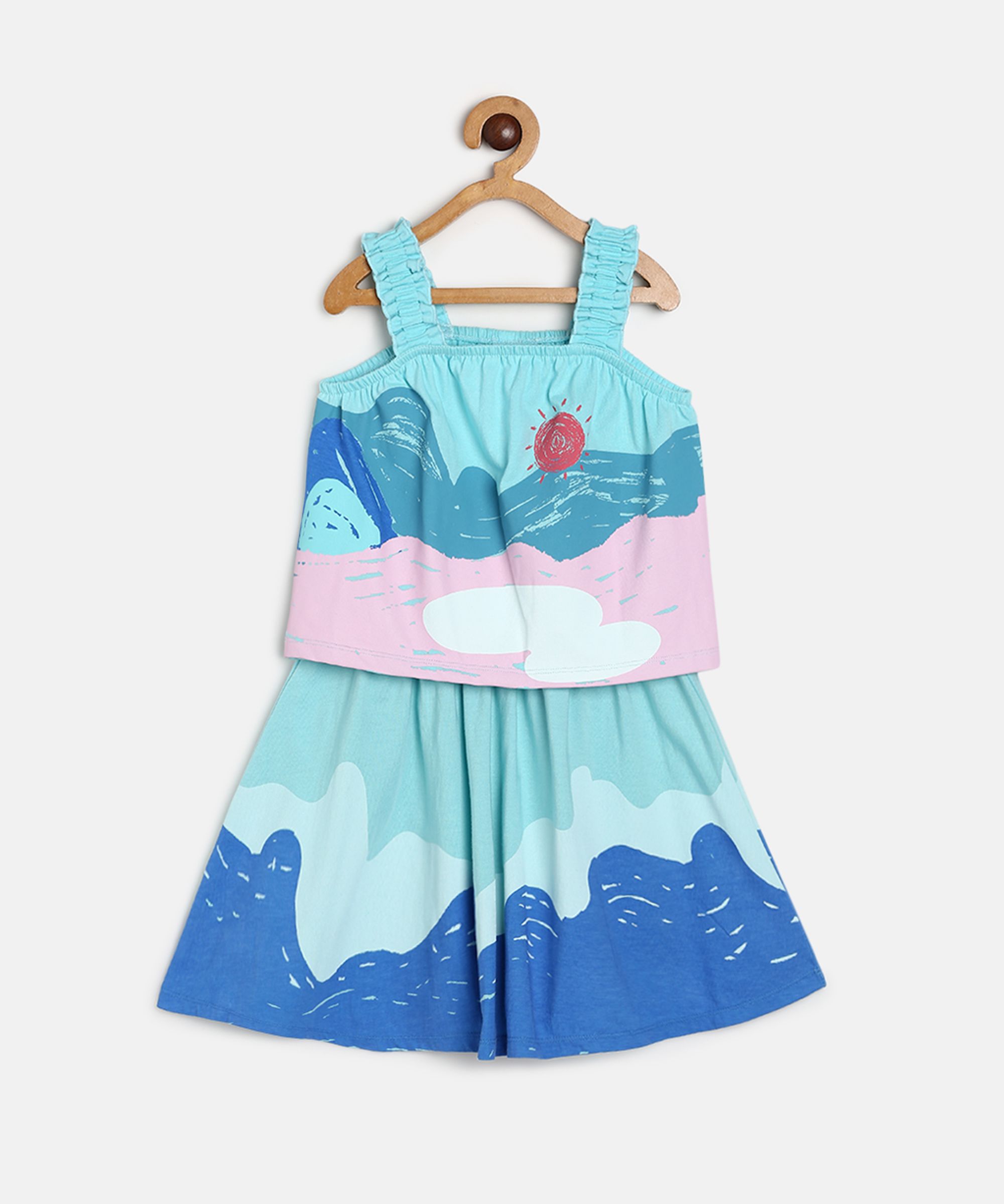     			MINI KLUB Blue Cotton Girls Top With Skirt ( Pack of 1 )