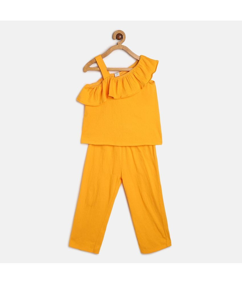     			MINI KLUB Yellow Cotton Girls Top With Pants ( Pack of 1 )