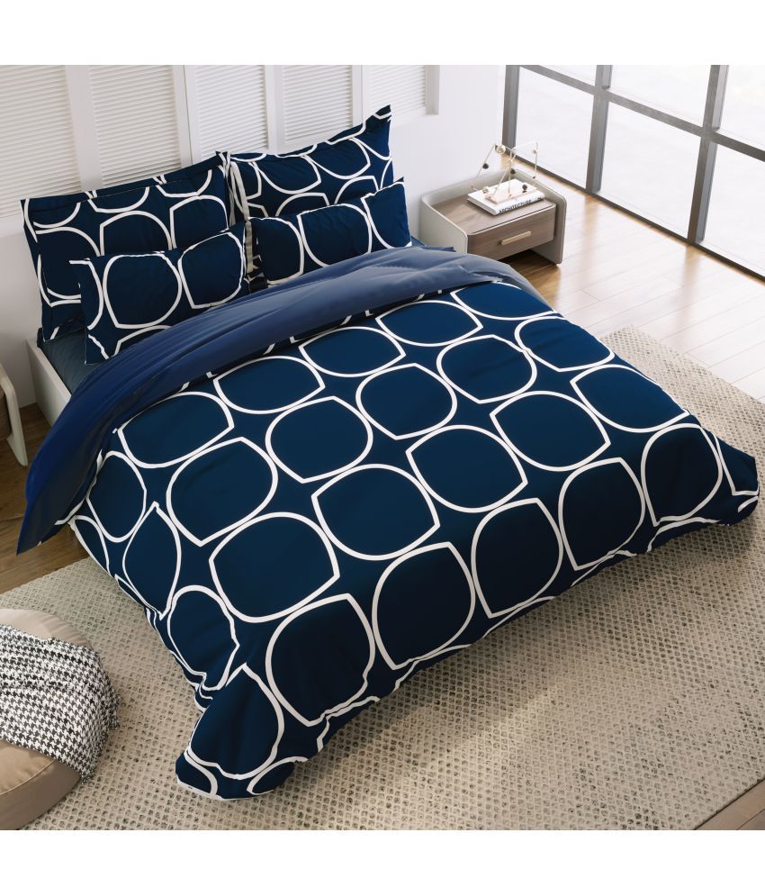     			Nirwana Decor Microfibre Abstract 1 Bedsheet with 1 Pillow Cover - Blue