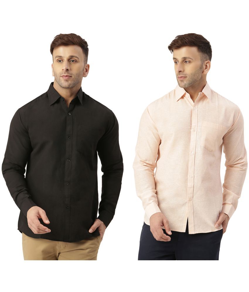     			RIAG 100% Cotton Regular Fit Solids Full Sleeves Men's Casual Shirt - Peach ( Pack of 2 )