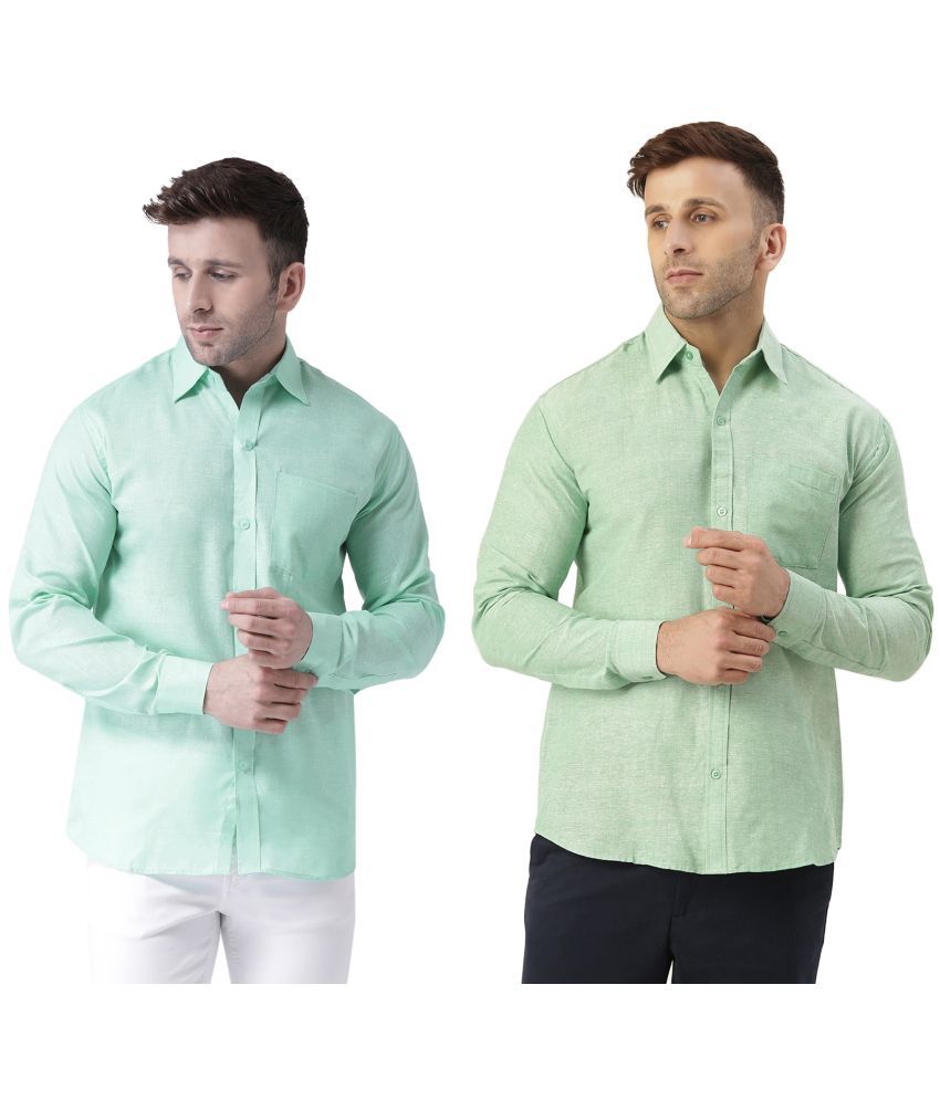     			RIAG 100% Cotton Regular Fit Solids Full Sleeves Men's Casual Shirt - Green ( Pack of 2 )