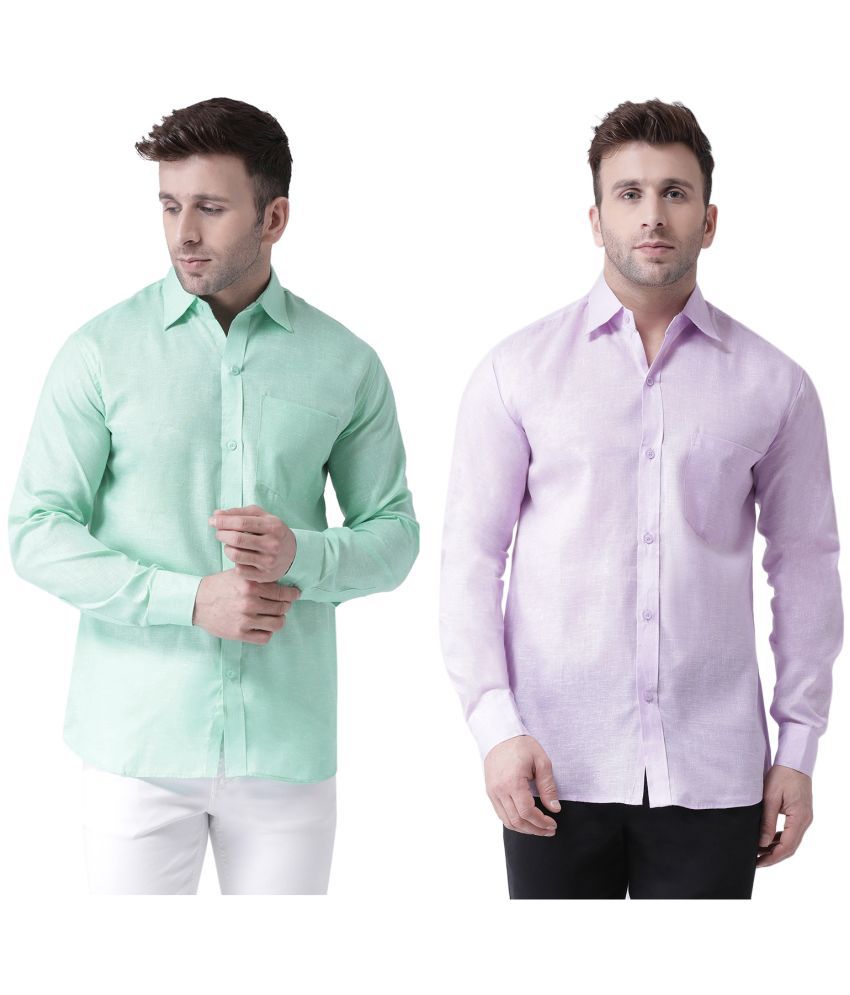     			RIAG 100% Cotton Regular Fit Solids Full Sleeves Men's Casual Shirt - Lavender ( Pack of 2 )
