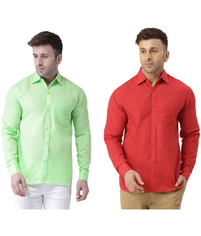     			RIAG 100% Cotton Regular Fit Solids Full Sleeves Men's Casual Shirt - Red ( Pack of 2 )