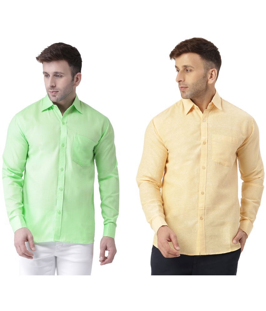     			RIAG 100% Cotton Regular Fit Solids Full Sleeves Men's Casual Shirt - Beige ( Pack of 2 )
