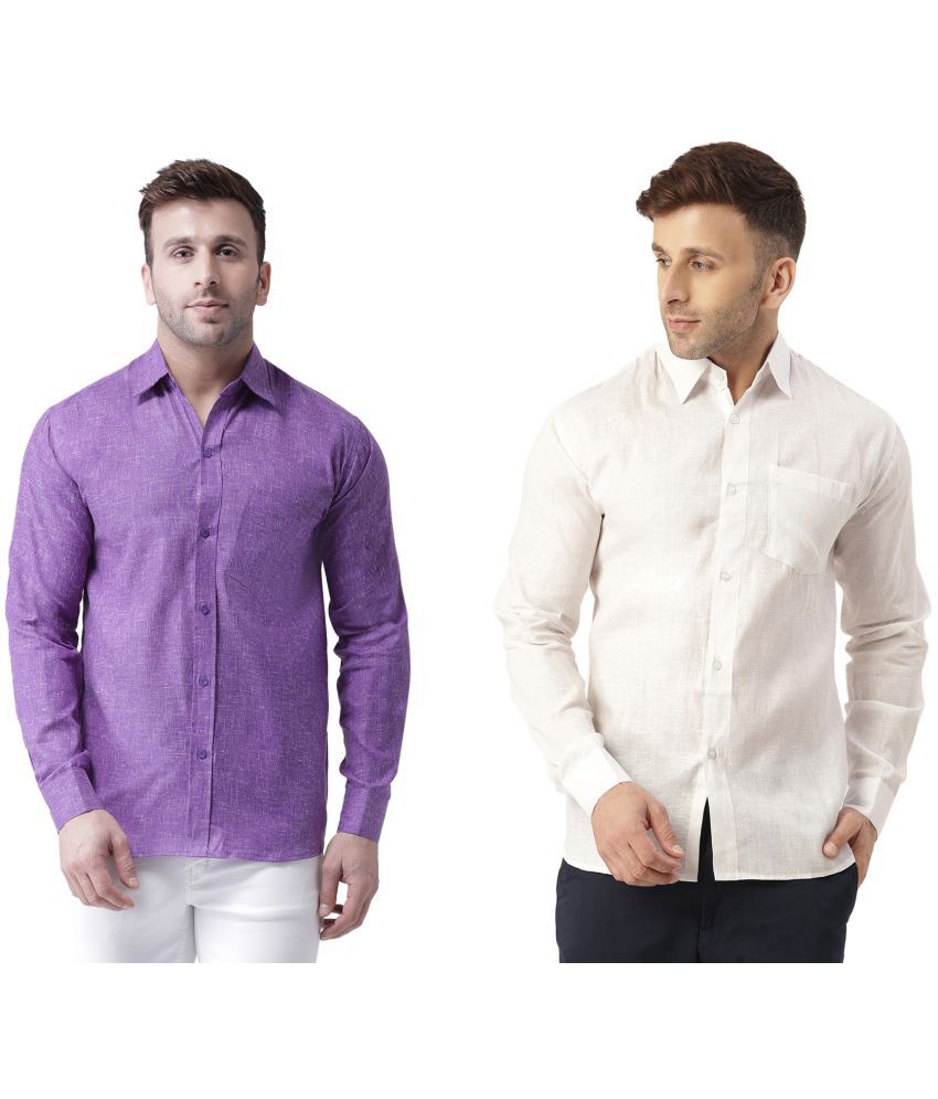     			RIAG 100% Cotton Regular Fit Self Design Full Sleeves Men's Casual Shirt - White ( Pack of 2 )