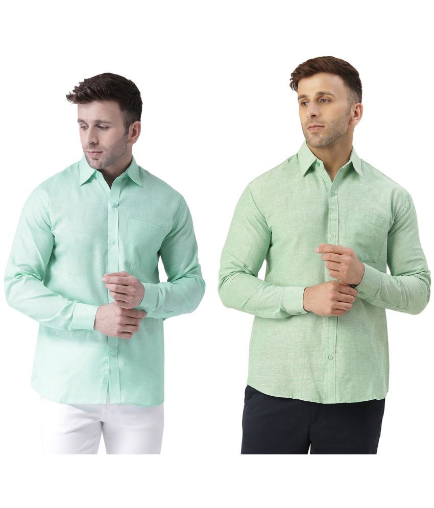     			RIAG 100% Cotton Regular Fit Self Design Full Sleeves Men's Casual Shirt - Green ( Pack of 2 )