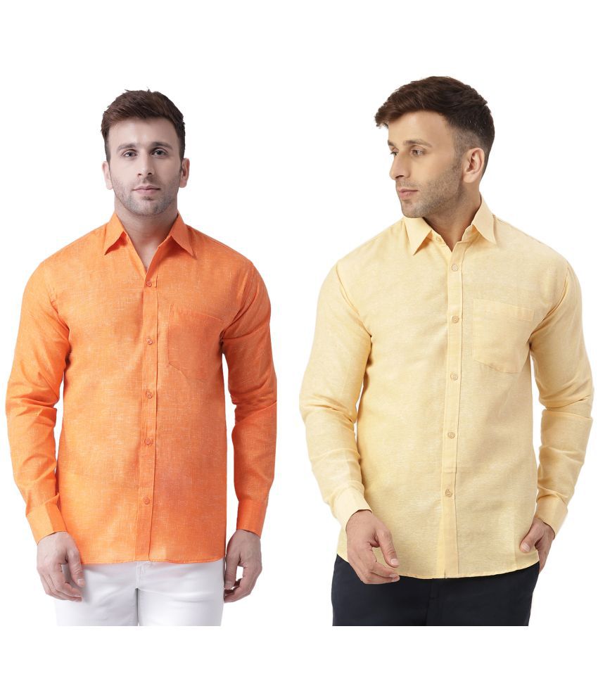     			RIAG 100% Cotton Regular Fit Self Design Full Sleeves Men's Casual Shirt - Beige ( Pack of 2 )