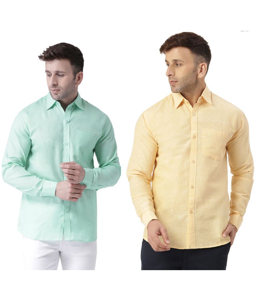     			RIAG 100% Cotton Regular Fit Solids Full Sleeves Men's Casual Shirt - Beige ( Pack of 2 )