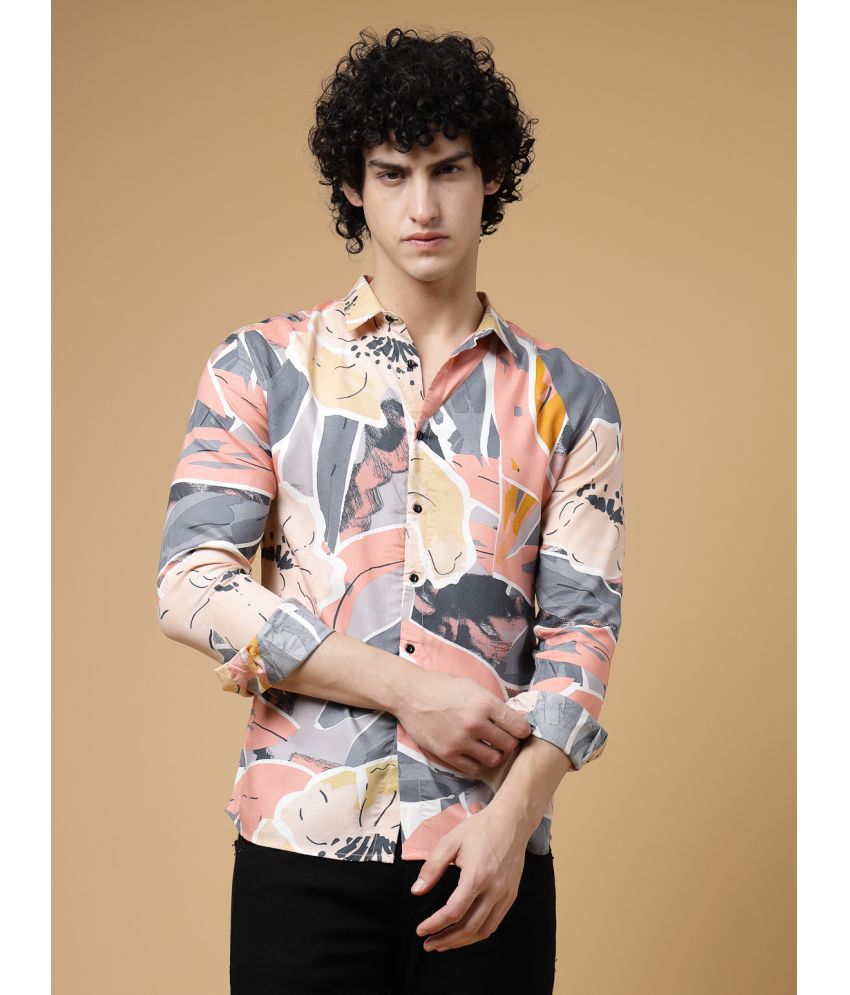     			Rigo Rayon Slim Fit Printed Full Sleeves Men's Casual Shirt - Pink ( Pack of 1 )