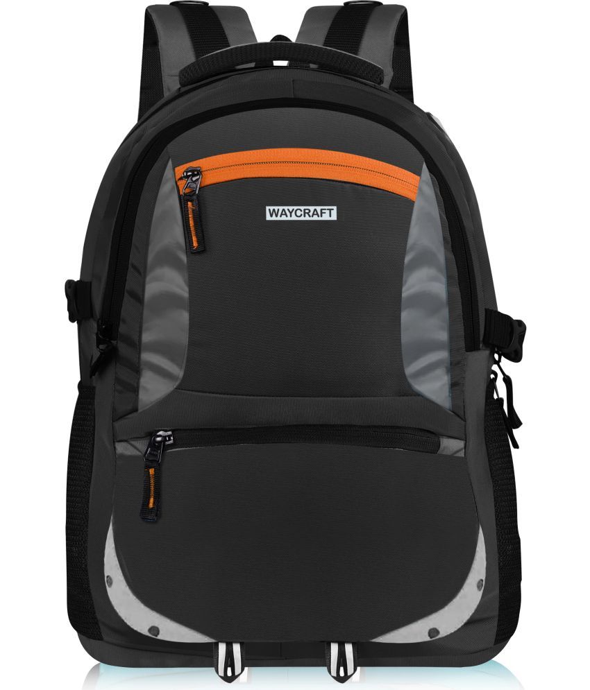     			Waycraft - Black Polyester Backpack ( 35 Ltrs )