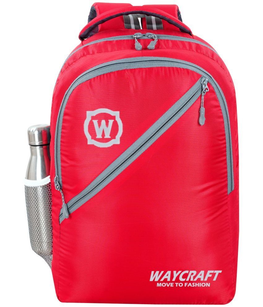     			Waycraft - Red Polyester Backpack ( 30 Ltrs )