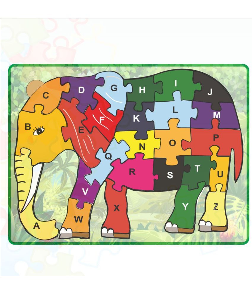     			Wooden Elephant jigsaw puzzle from A-Z | Animal Shaped Jigsaw Puzzle | Pre - School Educational Toy