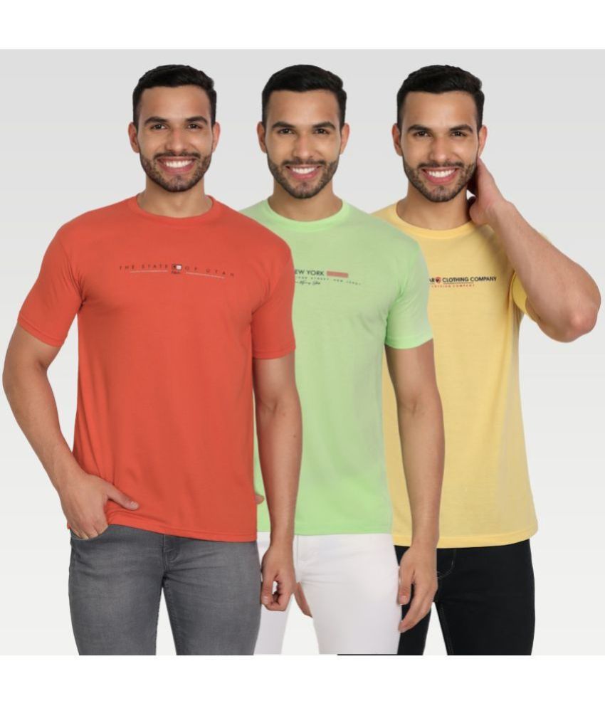     			Zeffit Cotton Blend Regular Fit Printed Half Sleeves Men's T-Shirt - Multicolor ( Pack of 3 )