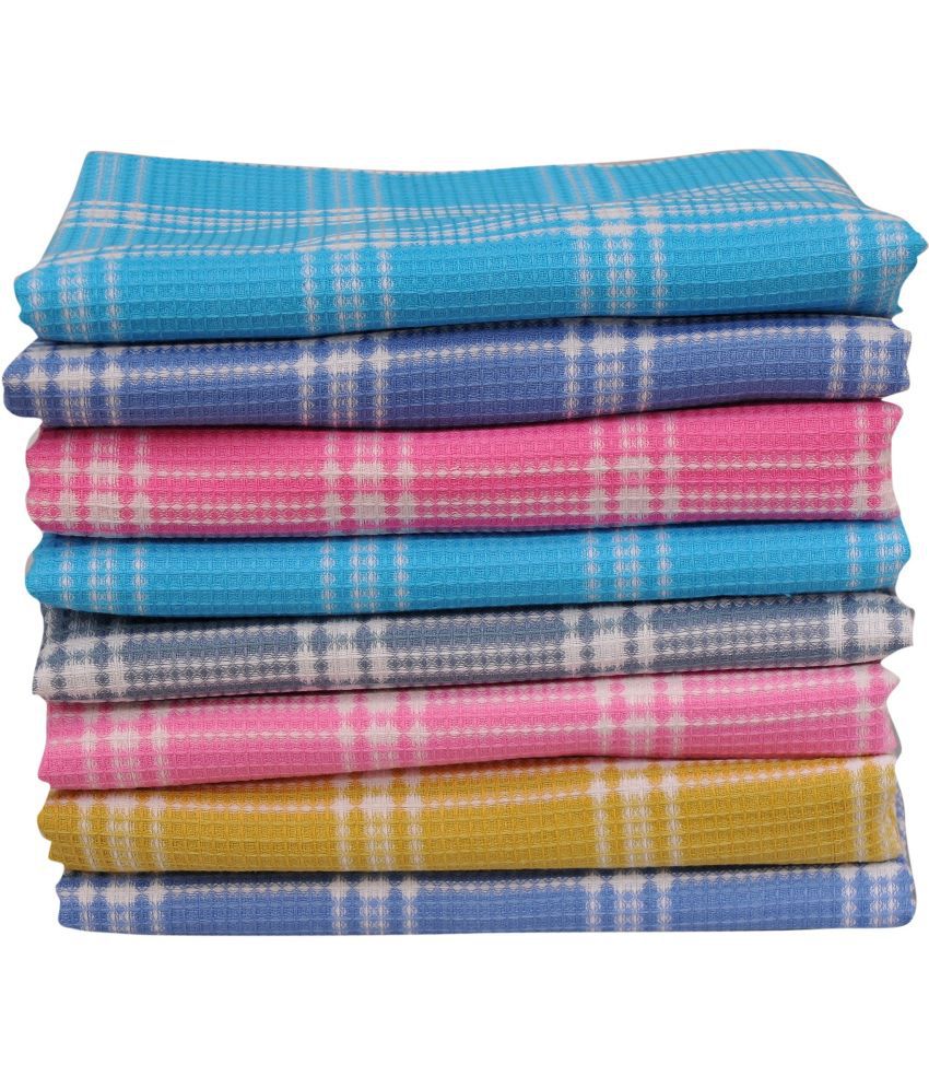     			Abhitex Cotton Checks 400 -GSM Bath Towel ( Pack of 8 ) - Multicolor