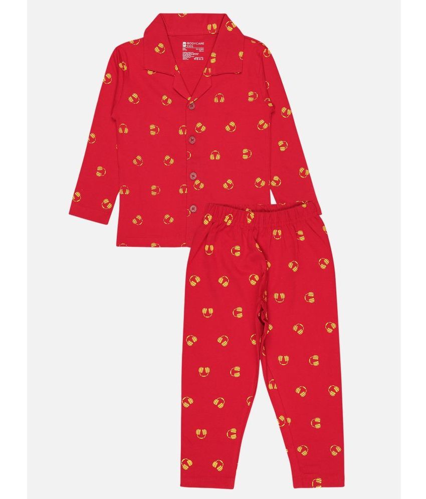     			Bodycare Baby Boys Cotton Blend Tshirt & Pajama set ( Red )