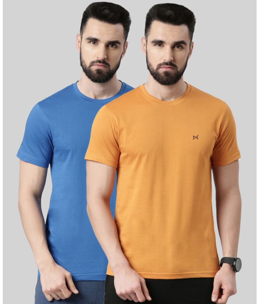     			Force NXT Cotton Blend Regular Fit Solid Half Sleeves Men's T-Shirt - Multicolor ( Pack of 2 )