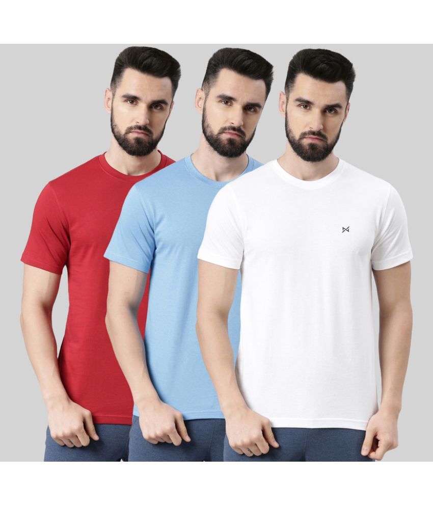     			Force NXT Cotton Blend Regular Fit Solid Half Sleeves Men's T-Shirt - Multicolor ( Pack of 3 )