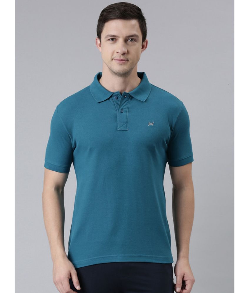     			Force NXT Cotton Blend Regular Fit Solid Half Sleeves Men's Polo T Shirt - Blue ( Pack of 1 )