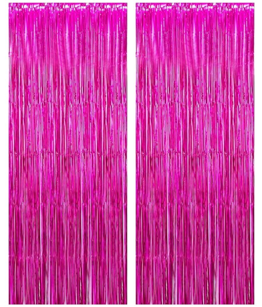     			Fringe Pink Foil Curtain (Pack of 2) for Backdrop Birthday Anniversary Wedding Bachelorette Party Decoration, Kit, Combo