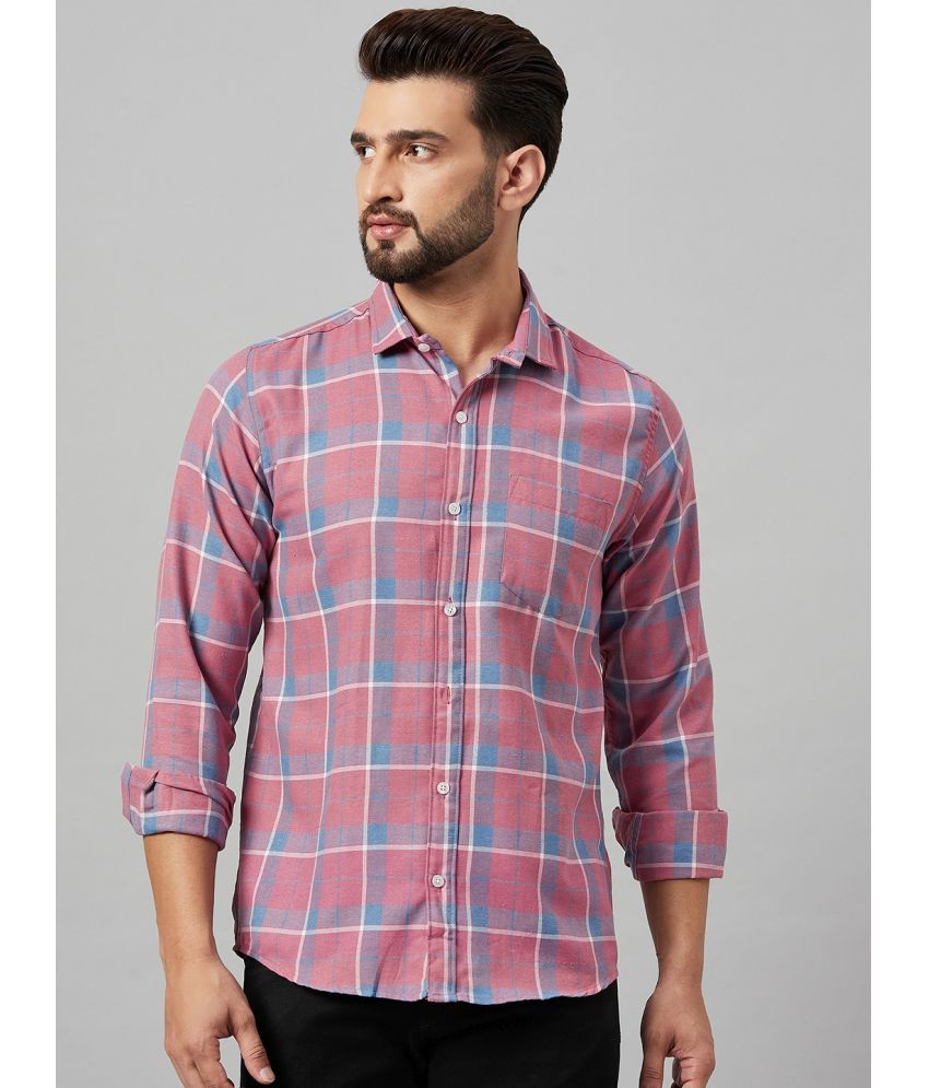     			KIBIT Cotton Blend Slim Fit Checks Full Sleeves Men's Casual Shirt - Pink ( Pack of 1 )