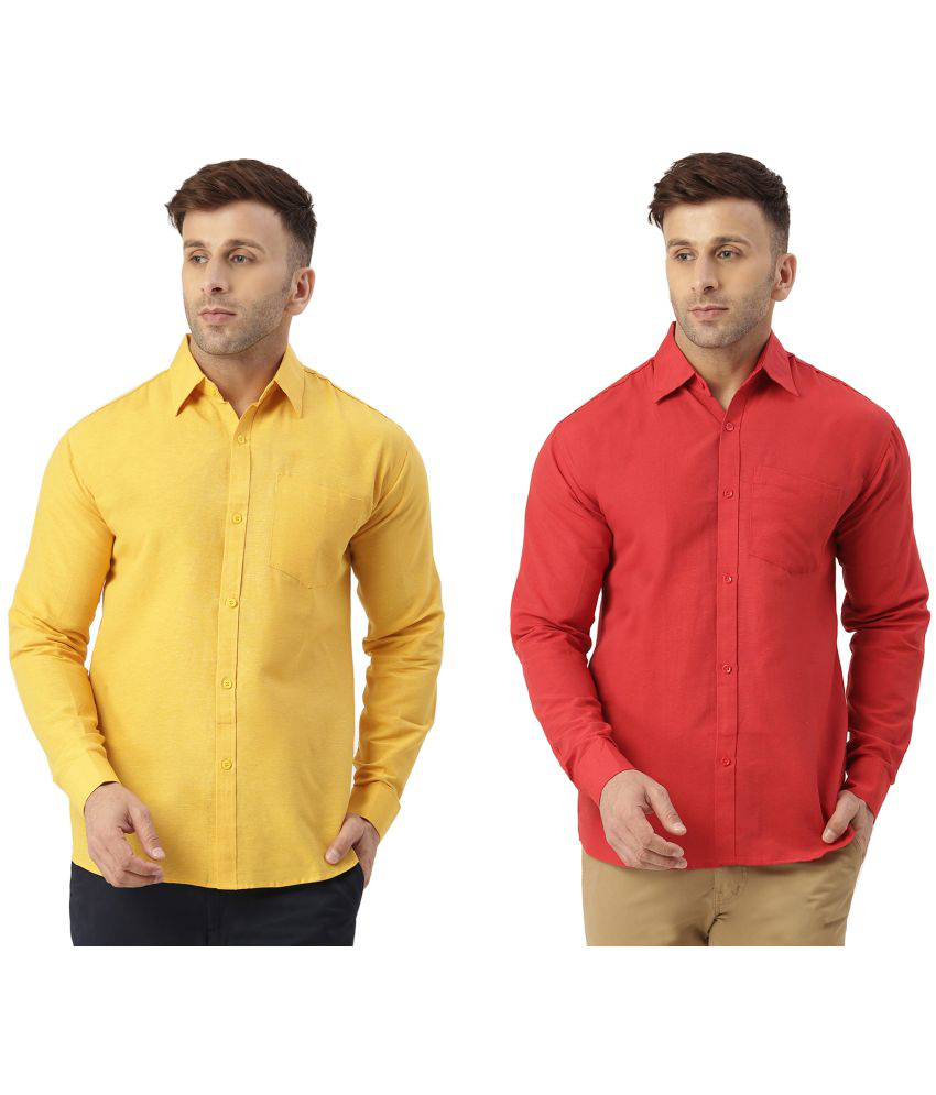     			KLOSET By RIAG 100% Cotton Regular Fit Solids Full Sleeves Men's Casual Shirt - Red ( Pack of 2 )