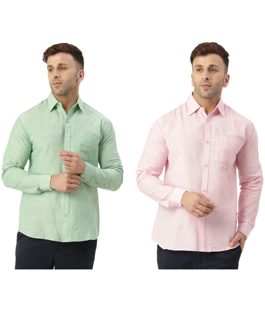     			KLOSET By RIAG 100% Cotton Regular Fit Self Design Full Sleeves Men's Casual Shirt - Pink ( Pack of 2 )