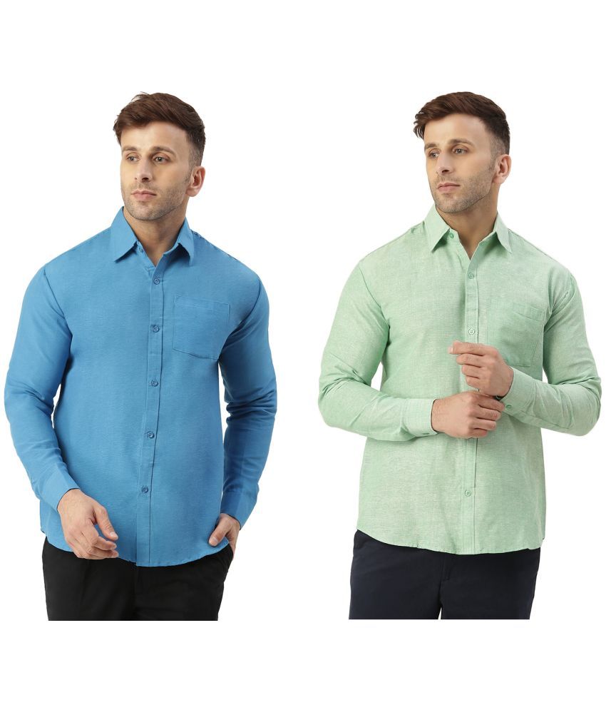     			KLOSET By RIAG 100% Cotton Regular Fit Solids Full Sleeves Men's Casual Shirt - Green ( Pack of 2 )