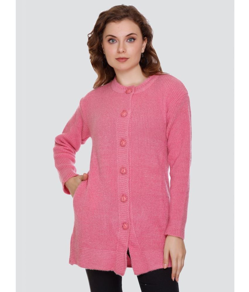    			Nitsline Acrylic Regular Collar Women's Buttoned Cardigans - Pink ( Single )