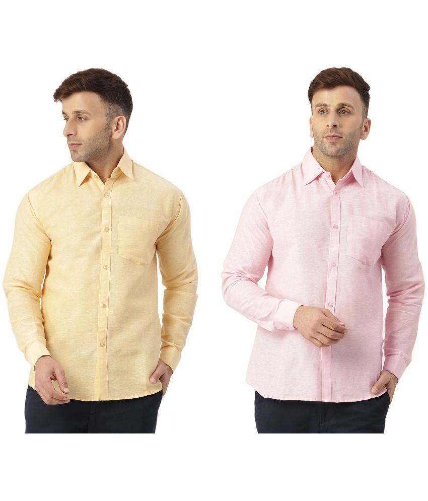     			RIAG 100% Cotton Regular Fit Solids Full Sleeves Men's Casual Shirt - Pink ( Pack of 2 )