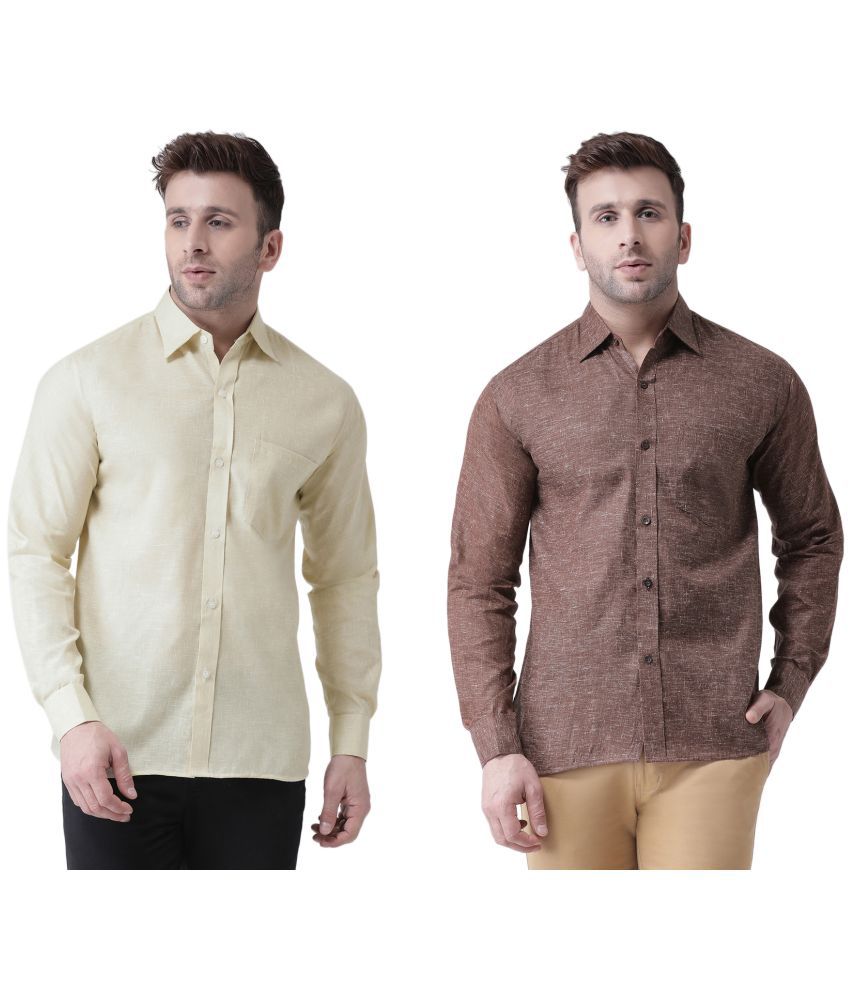     			RIAG 100% Cotton Regular Fit Solids Full Sleeves Men's Casual Shirt - Brown ( Pack of 2 )
