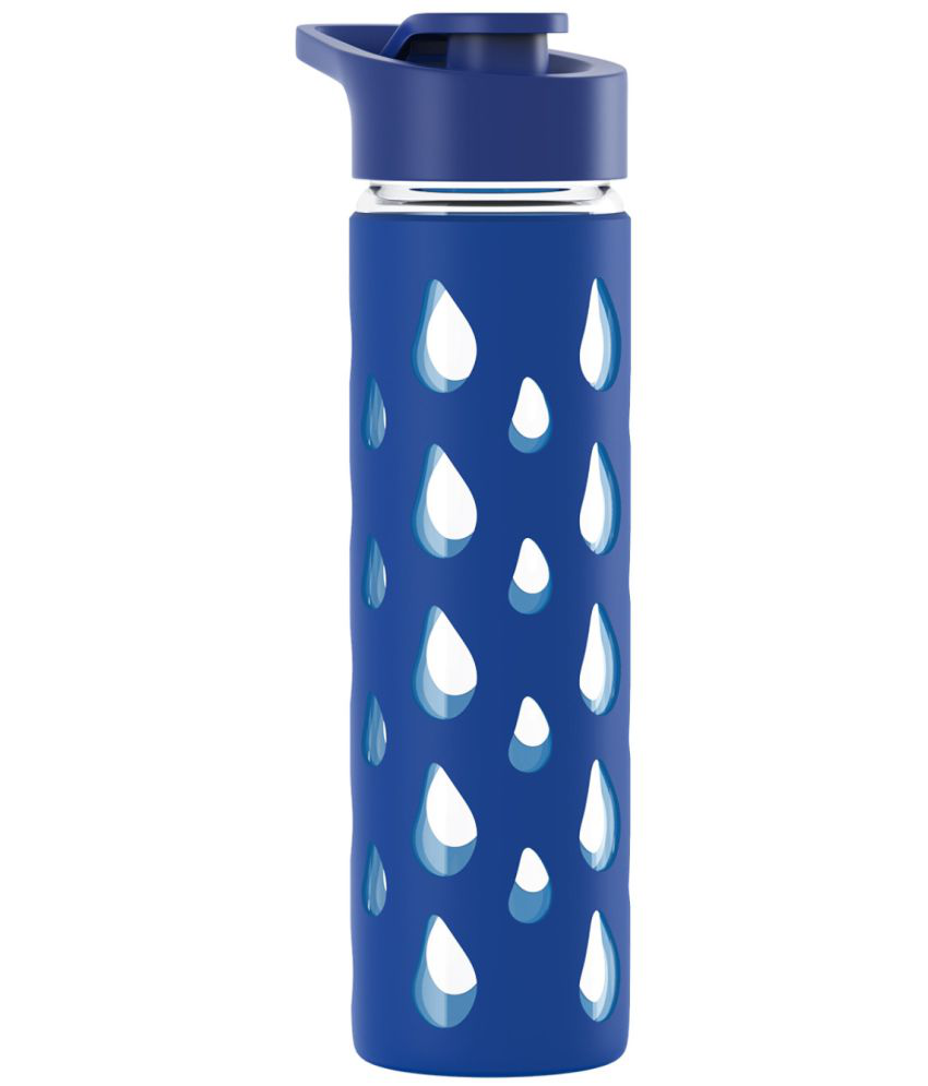     			Rioware Quicksip Borosilicate Glass Water Bottle Blue Water Bottle 550 mL ( Set of 1 )
