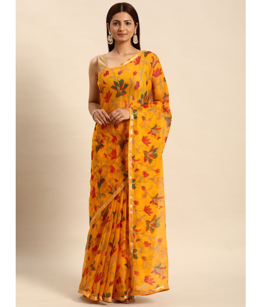     			Aishwarya Chiffon Printed Saree With Blouse Piece - Mustard ( Pack of 1 )