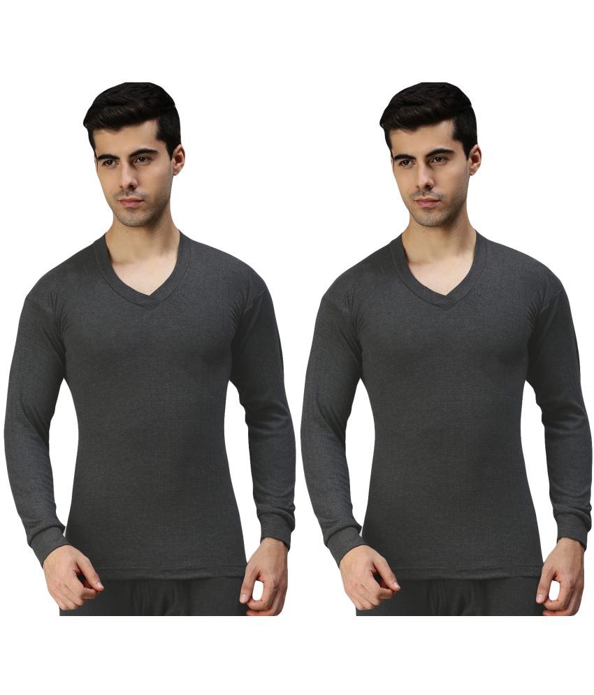     			Amul - Charcoal Polyester Men's Thermal Tops ( Pack of 2 )