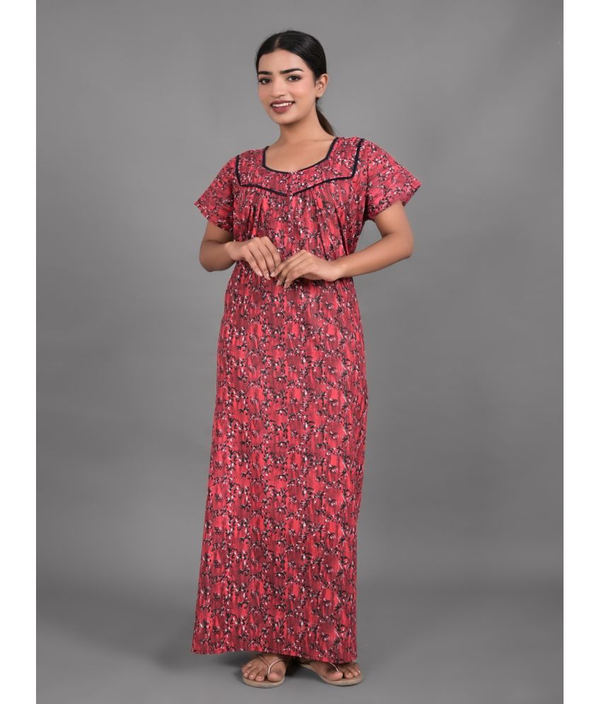     			Apratim Red Cotton Women's Nightwear Nighty & Night Gowns ( Pack of 1 )