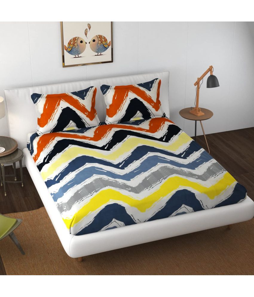     			HIDECOR Microfiber Abstract Double Bedsheet with 2 Pillow Covers - Multicolor