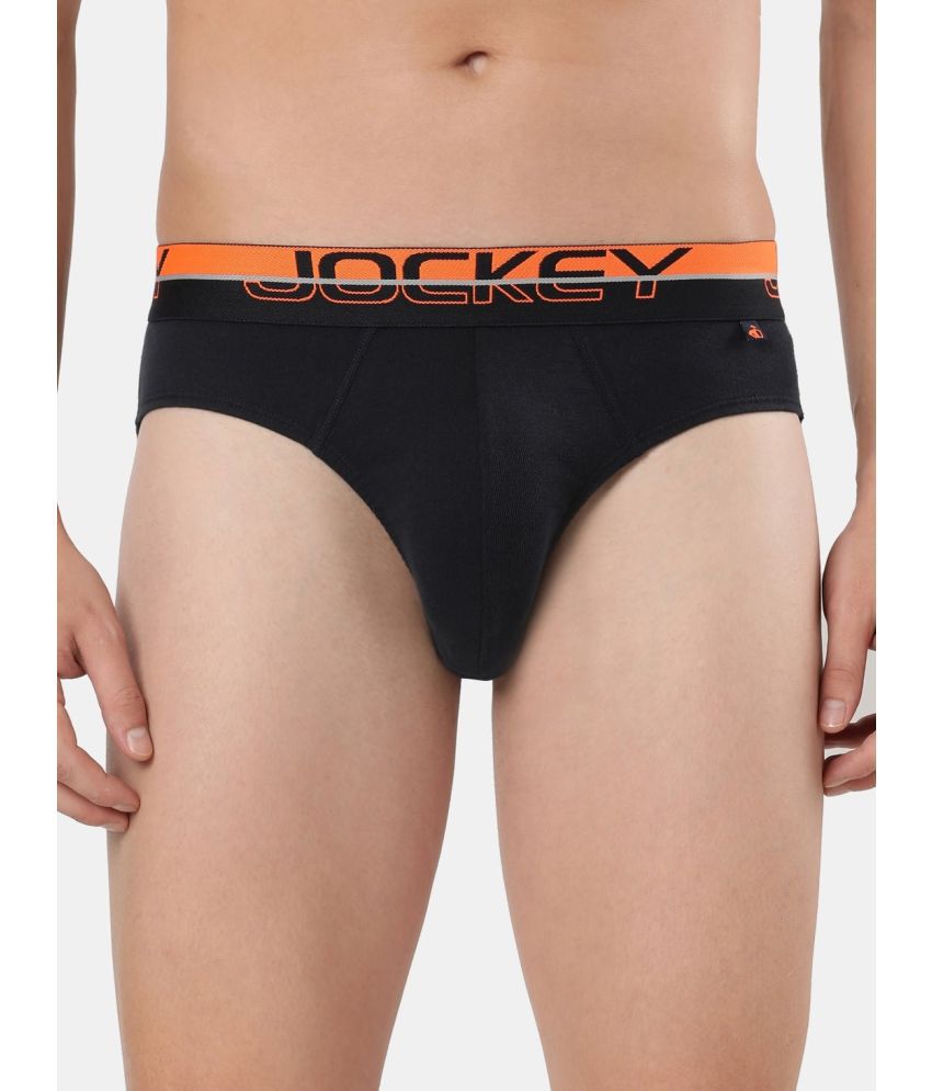     			Jockey FP02 Men Super Combed Cotton Rib Solid Brief with Ultrasoft Waistband - Black
