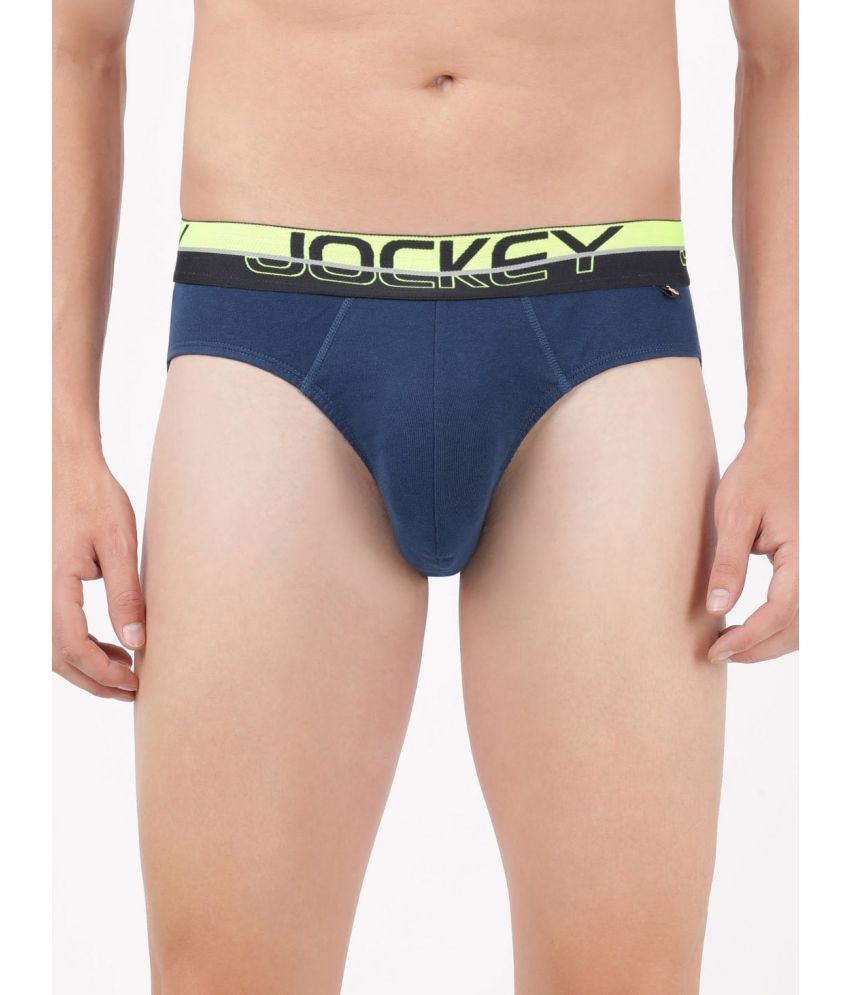     			Jockey FP02 Men Super Combed Cotton Rib Solid Brief with Ultrasoft Waistband - Estate Blue