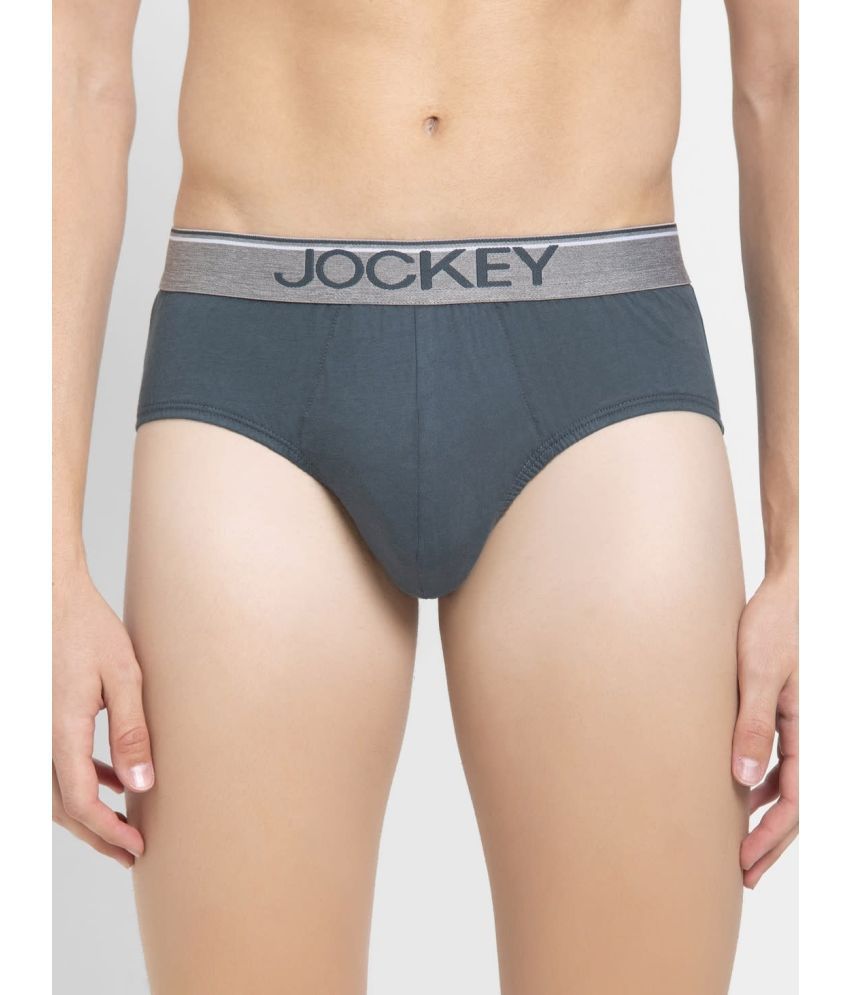     			Jockey 8037 Men Super Combed Cotton Solid Brief with Ultrasoft Waistband - Deep Slate