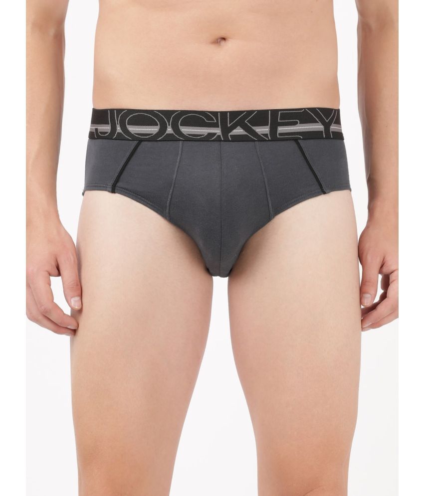     			Jockey US14 Men Super Combed Cotton Solid Brief with Ultrasoft Waistband - Graphite