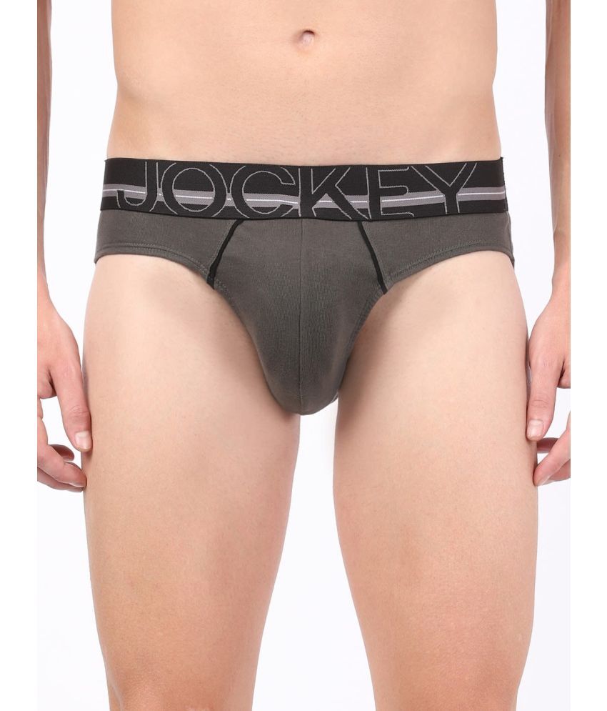     			Jockey US17 Men Super Combed Cotton Rib Solid Brief with Ultrasoft Waistband - Deep Olive