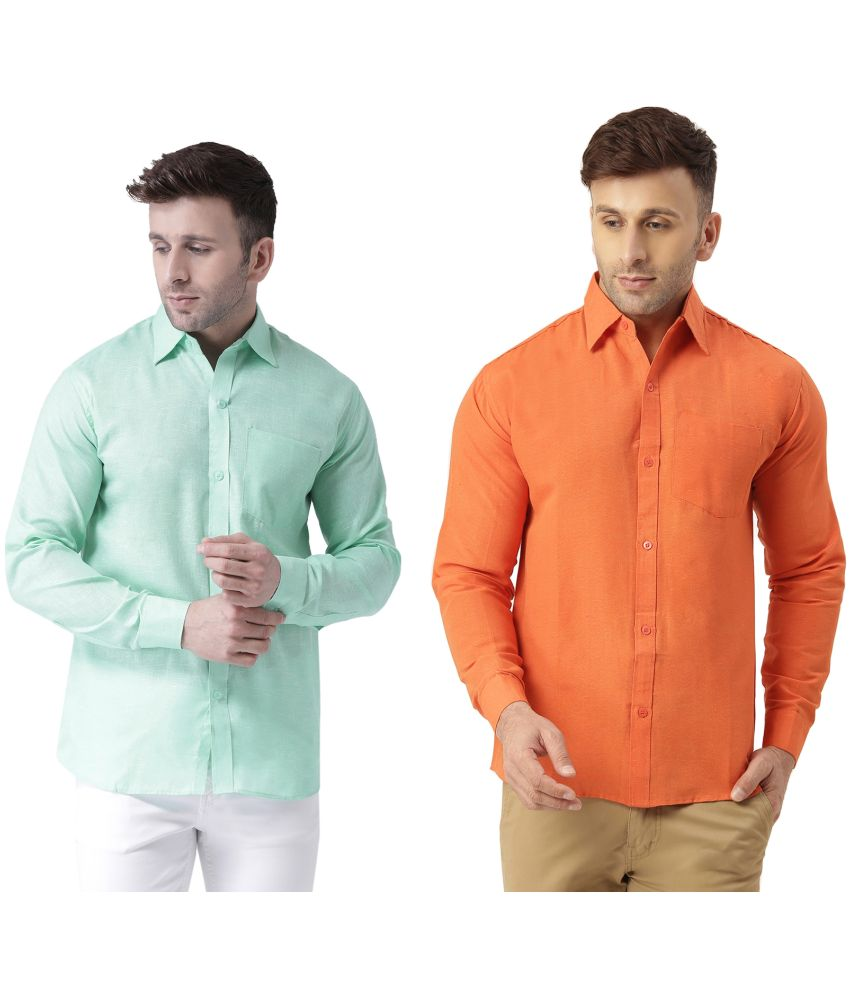     			KLOSET By RIAG 100% Cotton Regular Fit Solids Full Sleeves Men's Casual Shirt - Orange ( Pack of 2 )