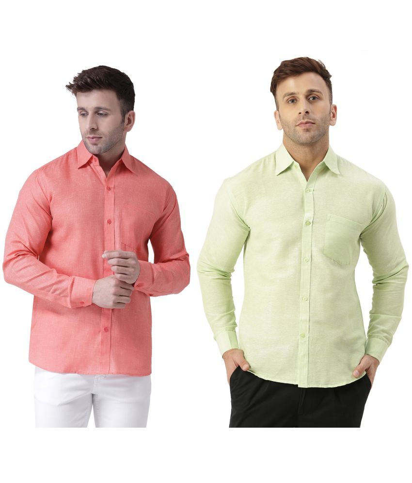     			KLOSET By RIAG 100% Cotton Regular Fit Solids Full Sleeves Men's Casual Shirt - Lime Green ( Pack of 2 )