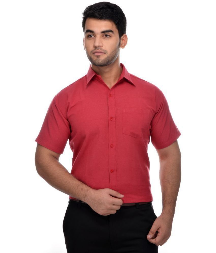     			KLOSET By RIAG 100% Cotton Regular Fit Solids Half Sleeves Men's Casual Shirt - Red ( Pack of 1 )