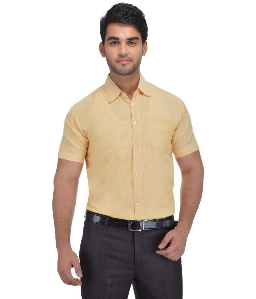     			KLOSET By RIAG 100% Cotton Regular Fit Self Design Half Sleeves Men's Casual Shirt - Beige ( Pack of 1 )