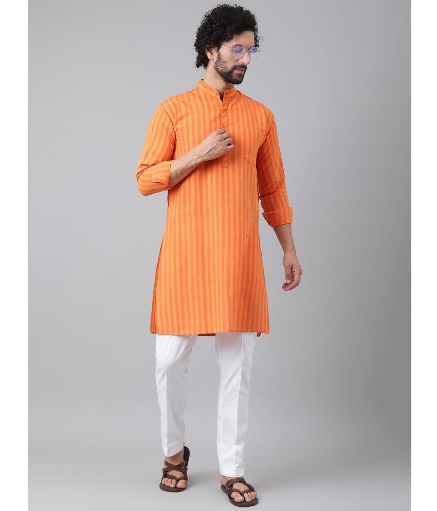     			KLOSET By RIAG - Orange Cotton Regular Fit Men's Kurta Pyjama Set ( Pack of 2 )