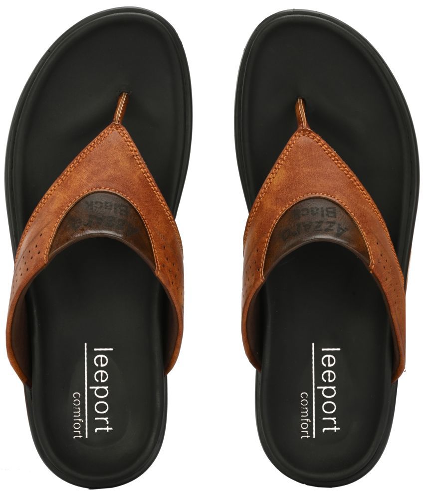     			Leeport - Tan Men's Thong Flip Flop